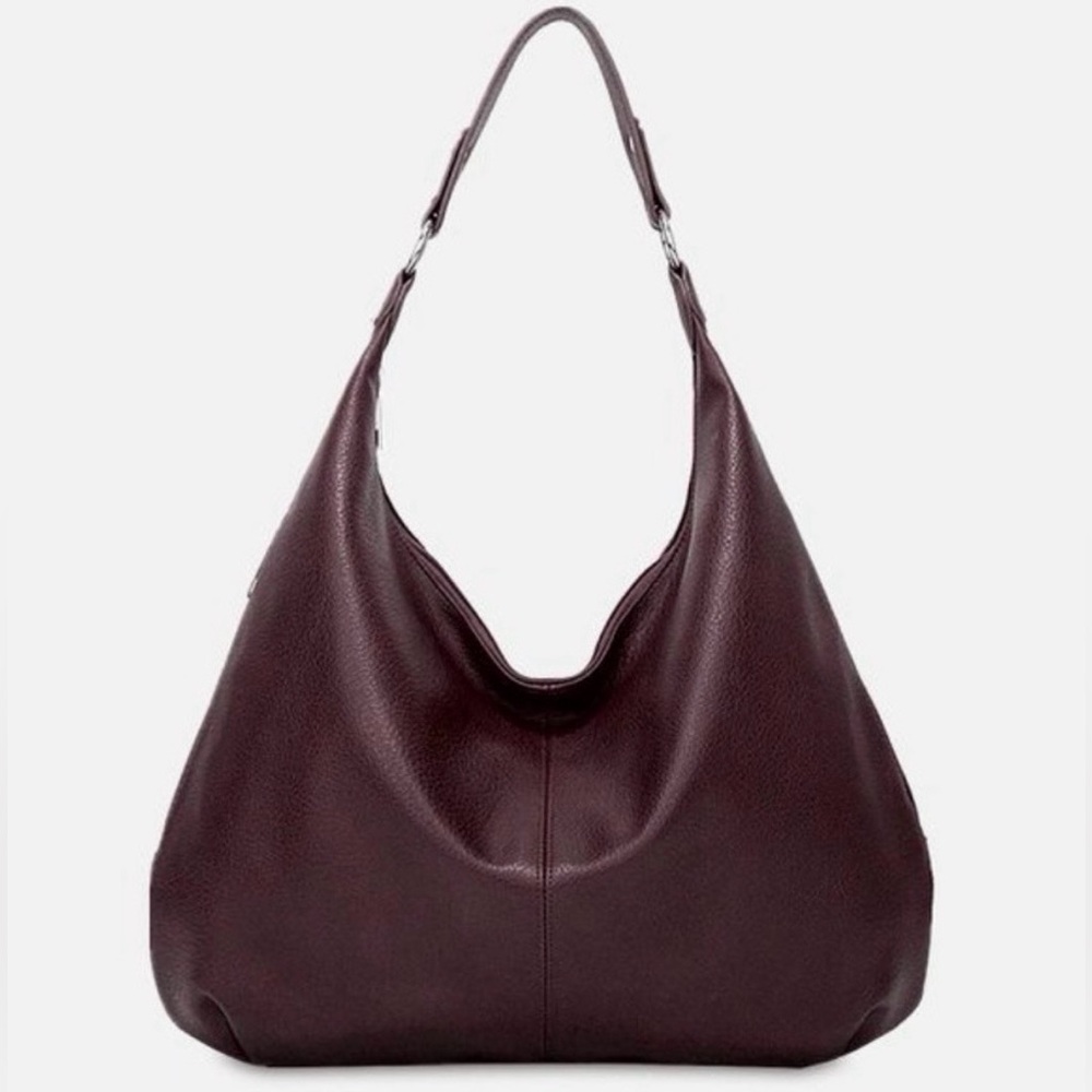 Commense Faux Leather Burgundy Hobo Bag